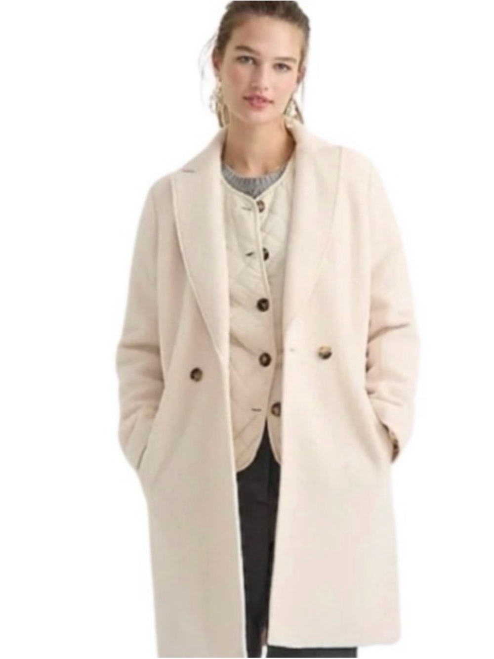 J. Crew Cream Double-Breasted Wool Coat